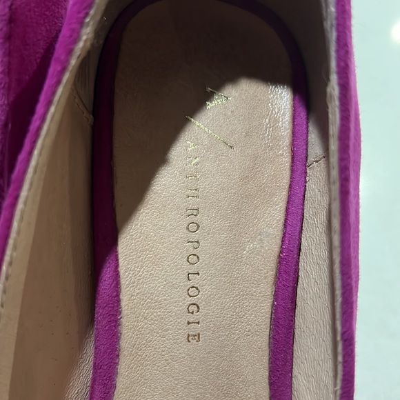 Anthropologie Fuchsia Suede Wood Block Heels - Picture 8 of 10